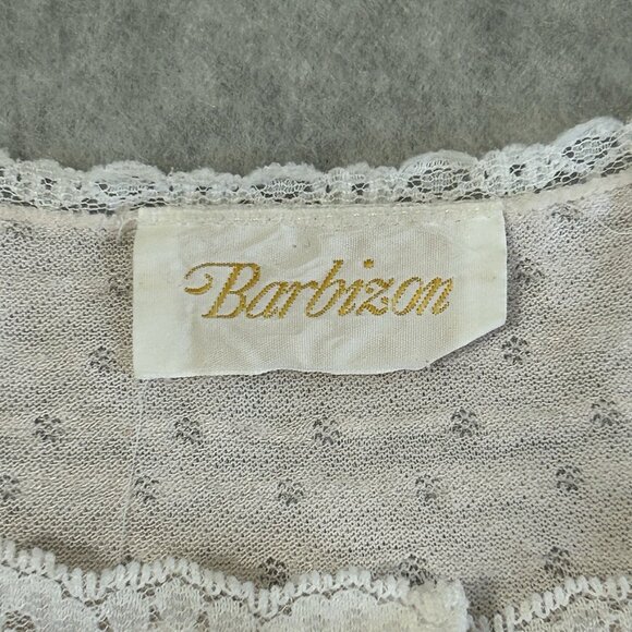 Vintage Barbizon Pink Lace Trim Knit Nightgown 38 Bust Short Sleeve Cotton Blend - Picture 5 of 7